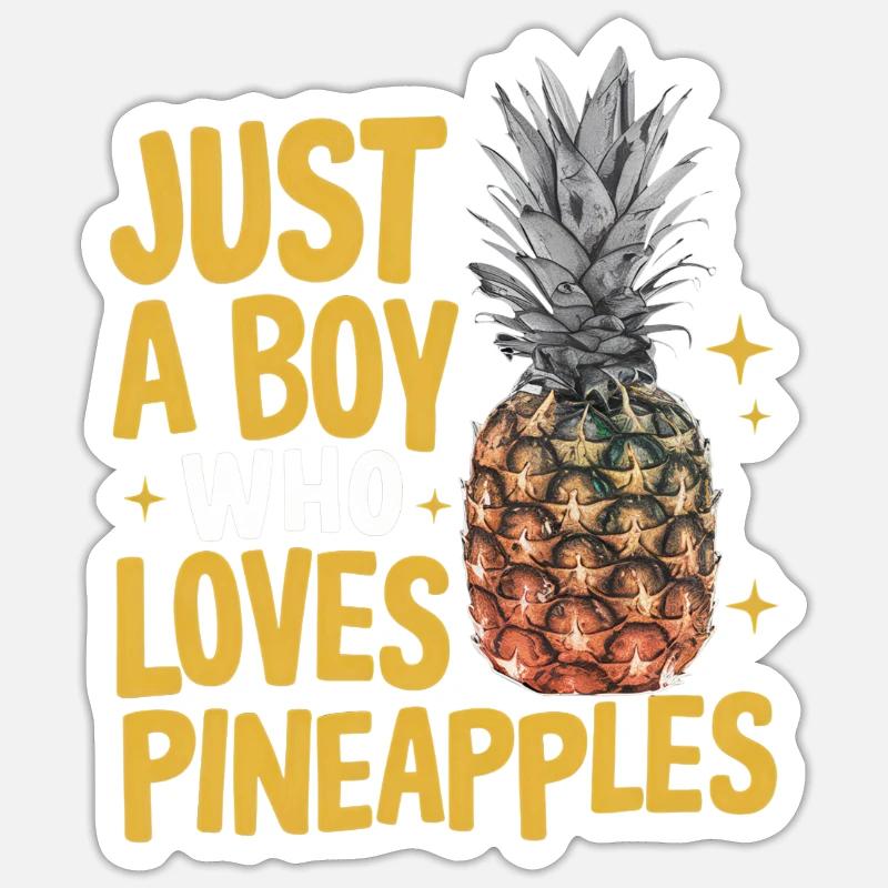 Ananas Fruit tropical hawaïen - Sticker taille S (10 x 10 cm) - blanc mat