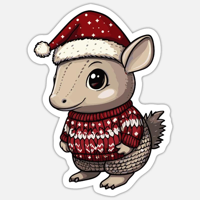 Armadillo Christmas Comic - Sticker size S (10 x 10 cm) - white matte