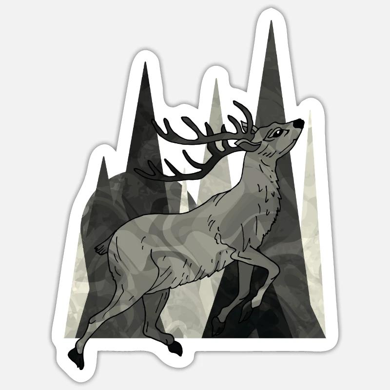 Hirsch - Sticker Größe S (10 x 10 cm) - Mattweiß