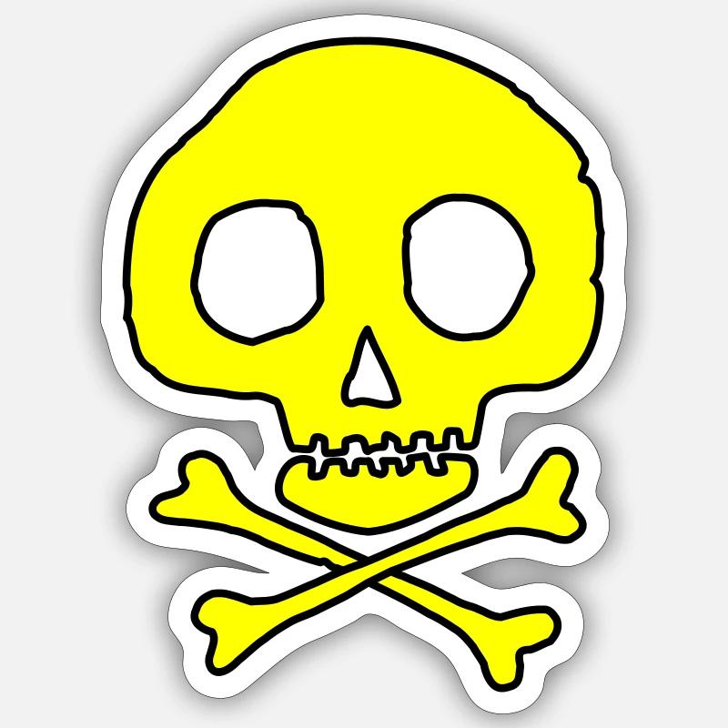 Crâne et os - Sticker taille S (10 x 10 cm) - blanc mat