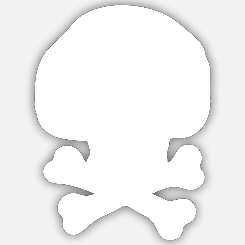 Schädel und Knochen - Sticker Größe S (10 x 10 cm) - Mattweiß