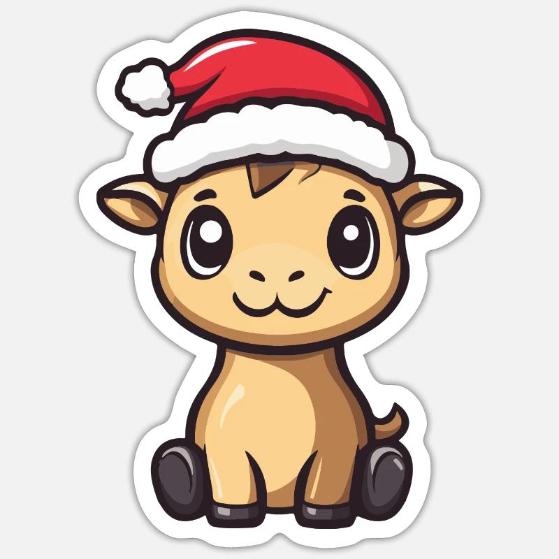 Kamel Weihnachten Niedlich - Sticker Größe S (10 x 10 cm) - Mattweiß