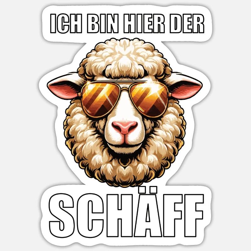 Ich Bin Hier Der Schäff Schaf Schafe Schäfer Mäh - Sticker Größe S (10 x 10 cm) - Mattweiß