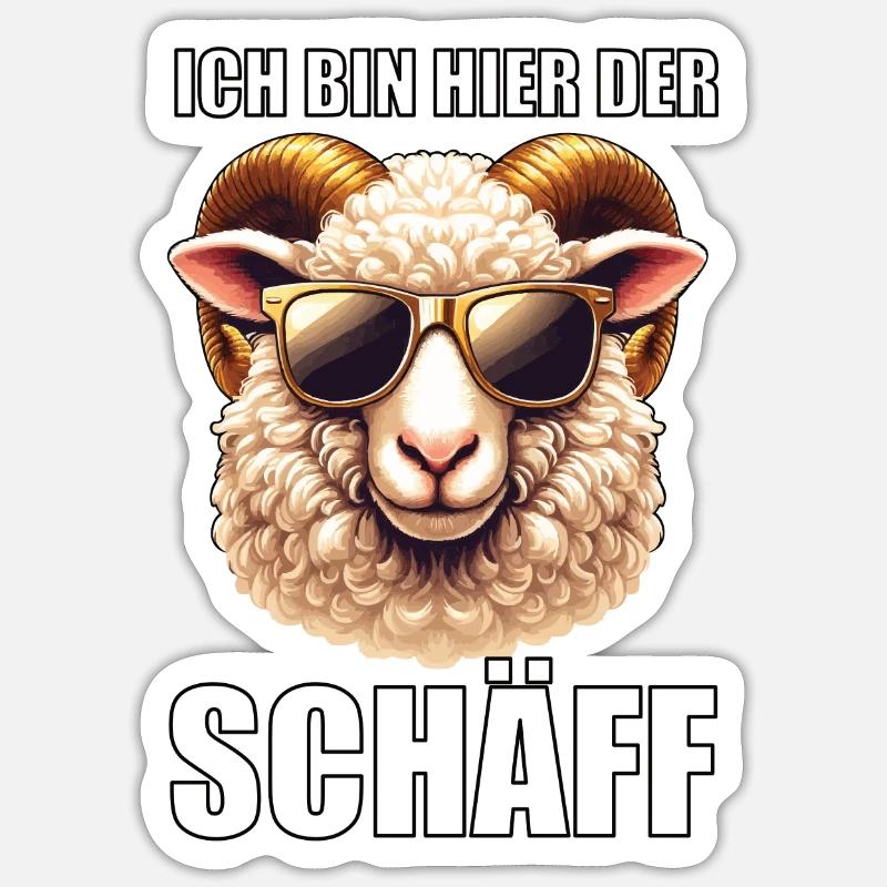 Ich Bin Hier Der Schäff Schaf Schafe Schäfer Mäh - Sticker Größe S (10 x 10 cm) - Mattweiß