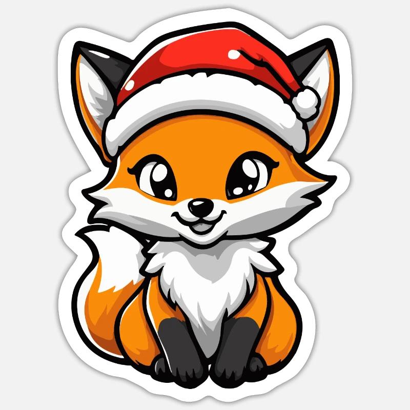 Fox Christmas Cute - Sticker size S (10 x 10 cm) - white matte