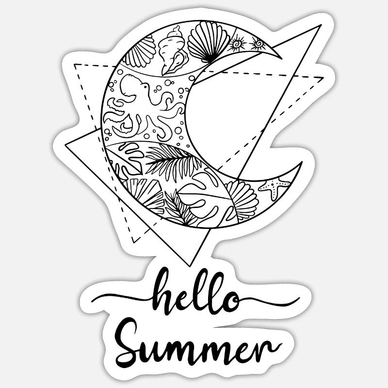 Hello Summer - Sticker taille S (10 x 10 cm) - blanc mat
