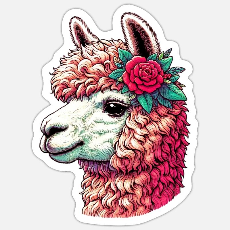 Alpaca - Sticker size S (10 x 10 cm) - white matte