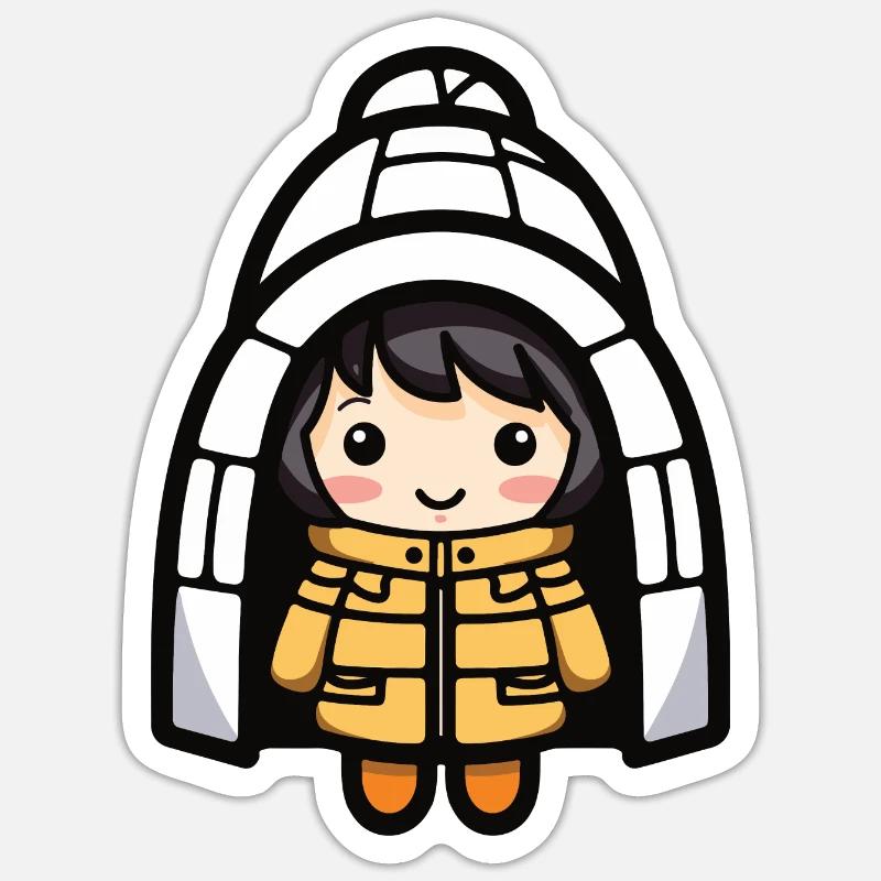 Eskimo Winter Comic Igloo - Sticker size S (10 x 10 cm) - white matte