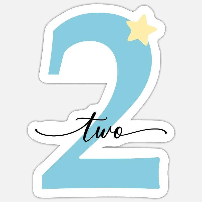 2e anniversaire deux ans - Sticker taille S (10 x 10 cm) - blanc mat