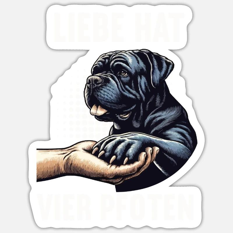 Liebe hat Vier Pfoten Cane Corso Cane Corsofan - Sticker Größe S (10 x 10 cm) - Mattweiß