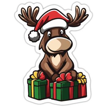 Elch Weihnachten Geschenke - Sticker Größe S (10 x 10 cm) - Mattweiß - Vorne