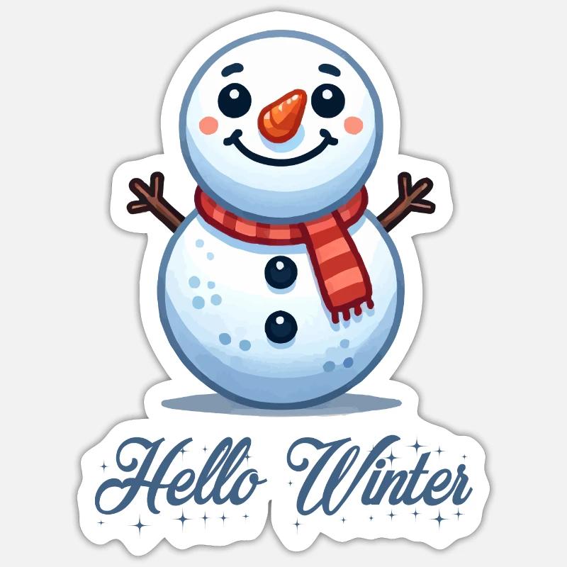 Snowman Schneemann Hello Winter - Sticker size S (10 x 10 cm) - white matte