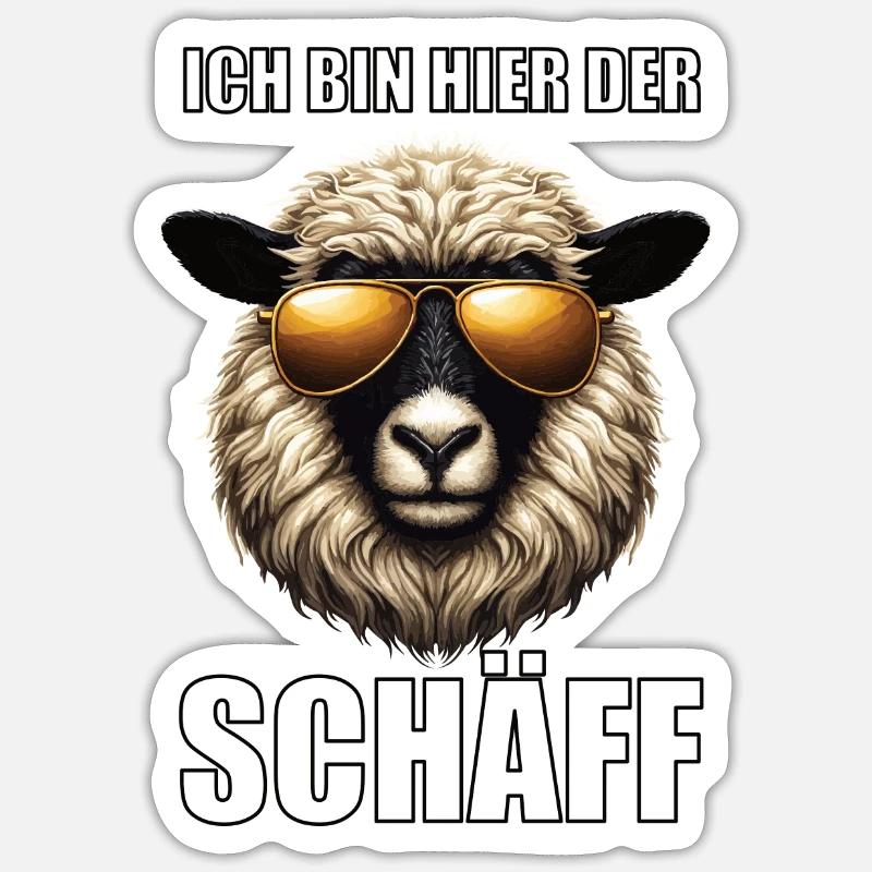 Ich Bin Hier Der Schäff Walliser Schaf Schafe Mäh - Sticker Größe S (10 x 10 cm) - Mattweiß