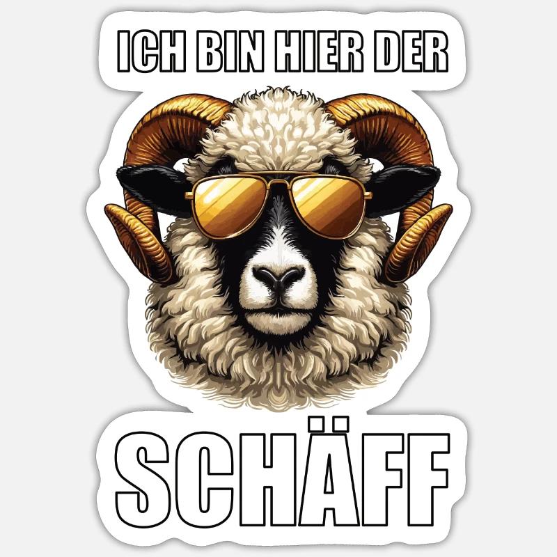 Ich Bin Hier Der Schäff Walliser Schaf Schafe Mäh Sticker Größe S (10 x 10 cm)