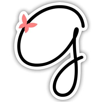 Buchstabe G Schmetterlingsbuchstabe - Sticker Größe S (10 x 10 cm) - Mattweiß - Vorne
