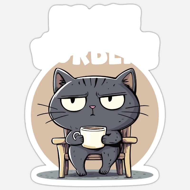 Chat gris - Percée ? Sticker taille S (10 x 10 cm)