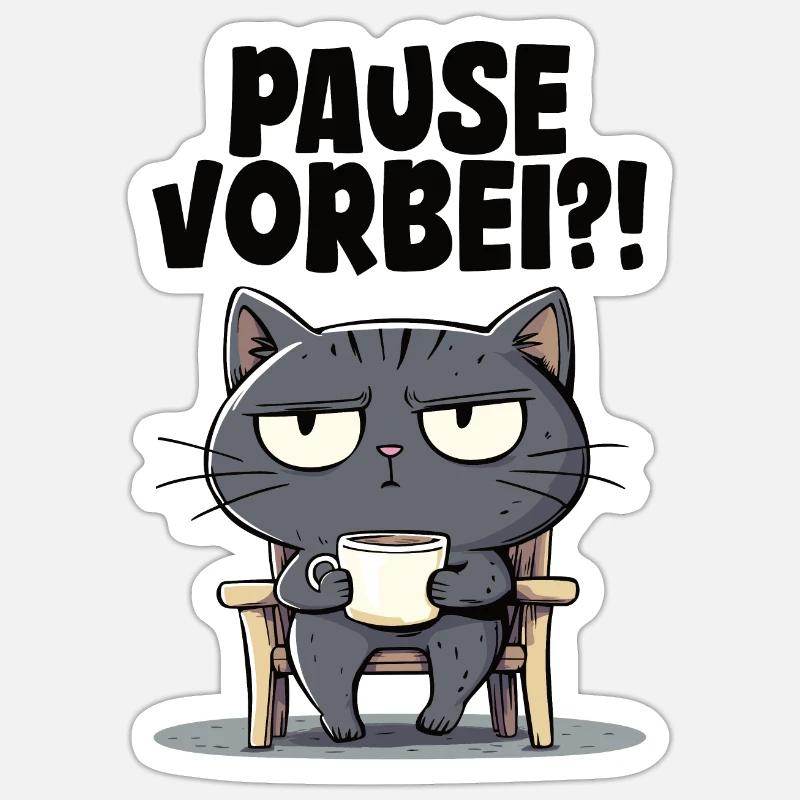 Chat à la pause-café Sticker taille S (10 x 10 cm)