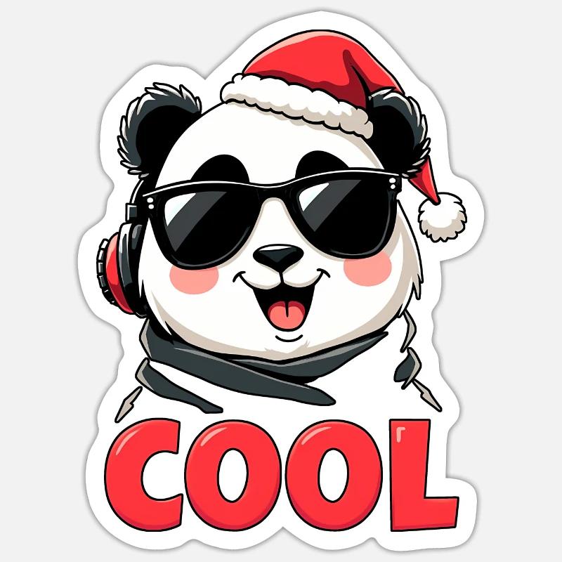 Panda cool - Sticker taille S (10 x 10 cm) - blanc mat