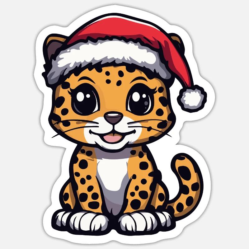 Leopard Christmas Cute - Sticker size S (10 x 10 cm) - white matte