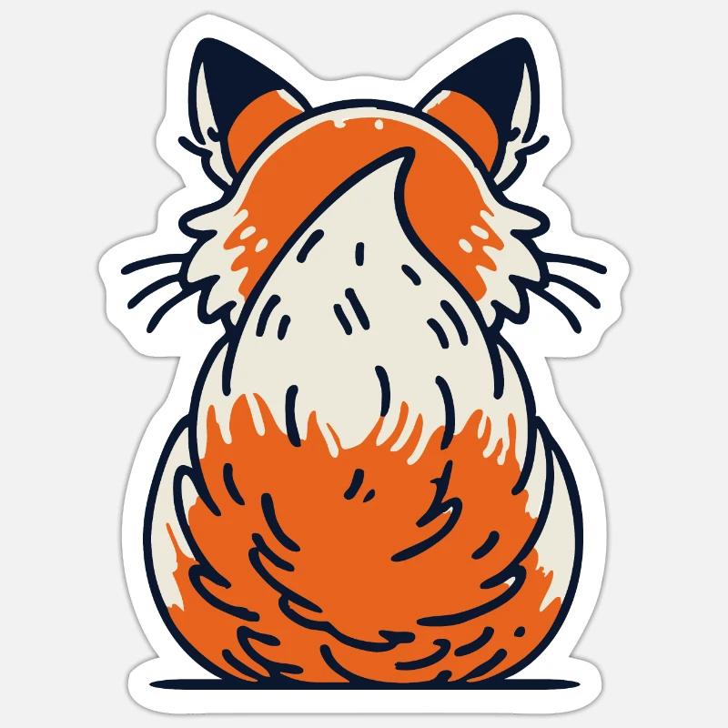 Bushy tail fox tail - Sticker size S (10 x 10 cm) - white matte