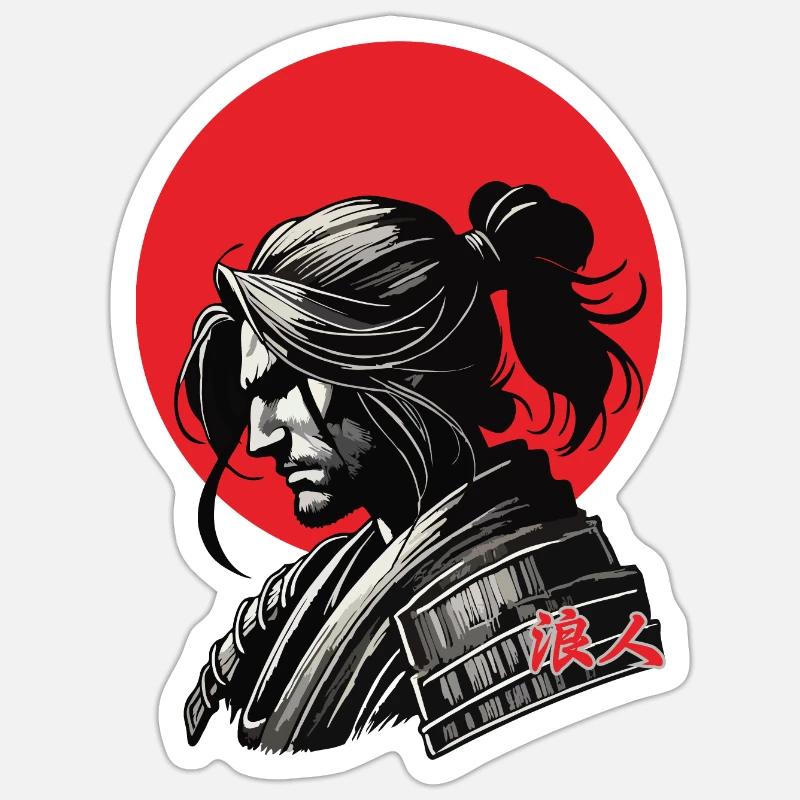 Ronin Krieger - Sticker Größe S (10 x 10 cm) - Mattweiß