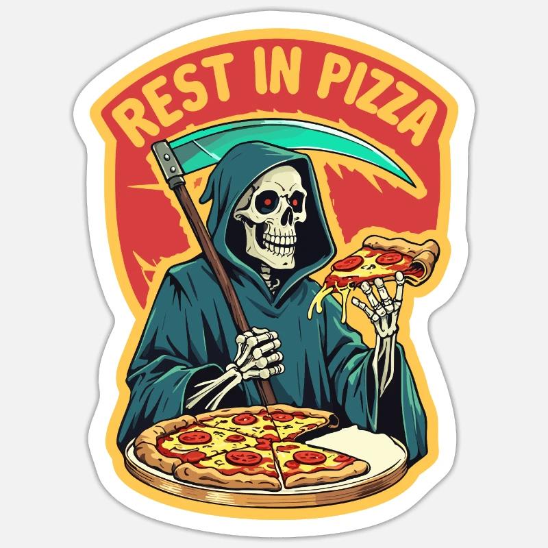 Repos dans la pizza - Sticker taille S (10 x 10 cm) - blanc mat