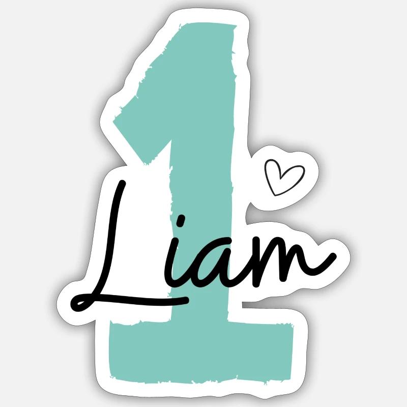 Liam 1 Geburtstag Sticker Größe S (10 x 10 cm)