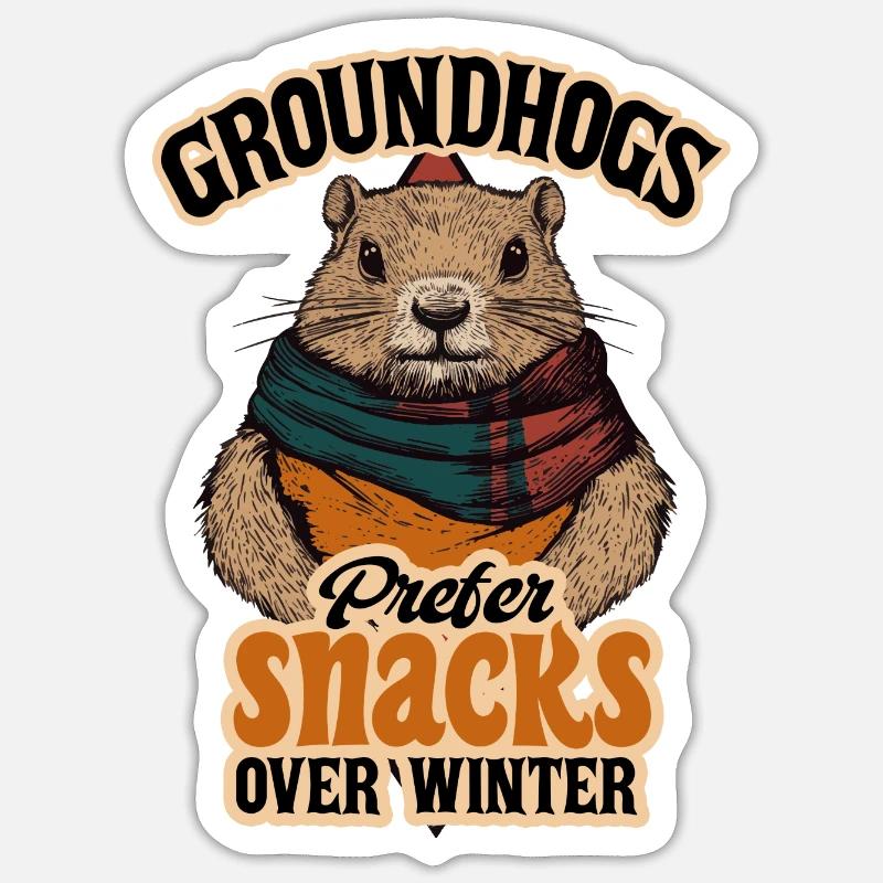 Groundhogs Prefer Snacks Over Winter Delight Sticker size S (10 x 10 cm)