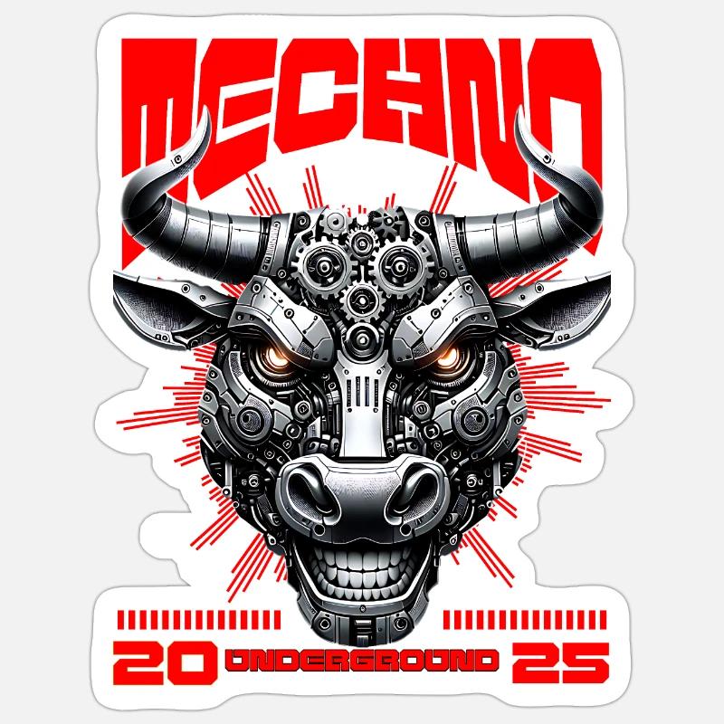 Techno UnderGround Stier Sticker Größe S (10 x 10 cm)