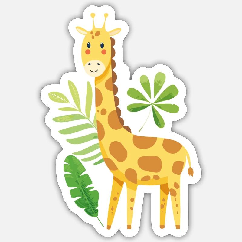 Girafe mignonne - Sticker taille S (10 x 10 cm) - blanc mat
