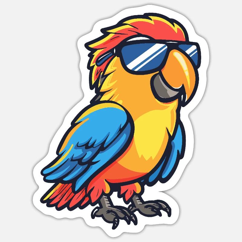 Papagai Cool Comic - Sticker Größe S (10 x 10 cm) - Mattweiß