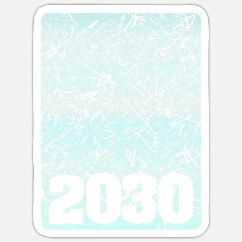 Année 2030 - Sticker taille S (10 x 10 cm) - blanc mat