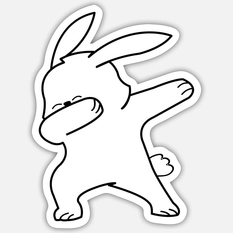 Dabbing Bunny - Sticker size S (10 x 10 cm) - white matte
