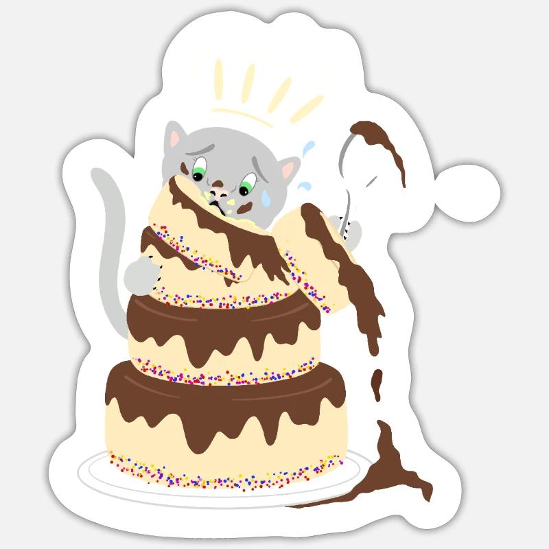 Cat cake failed Sticker size S (10 x 10 cm)