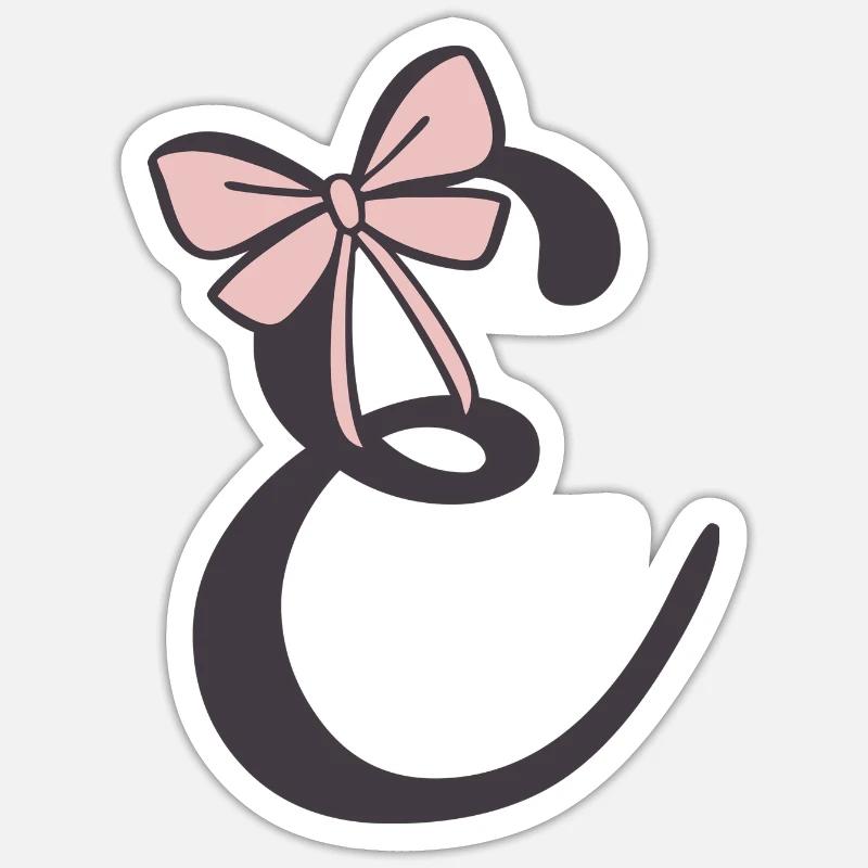 Initial letter E ribbon Sticker size S (10 x 10 cm)