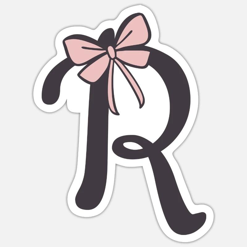 Anfangsbuchstabe R Schleifchen Sticker Größe S (10 x 10 cm)