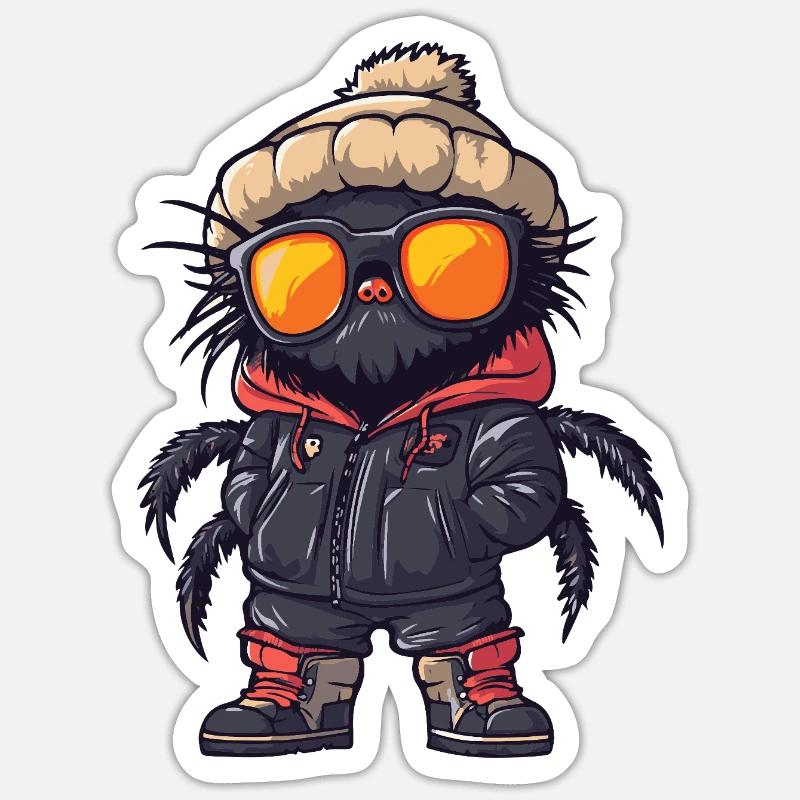 Tarentule Bande dessinée cool - Sticker taille S (10 x 10 cm) - blanc mat