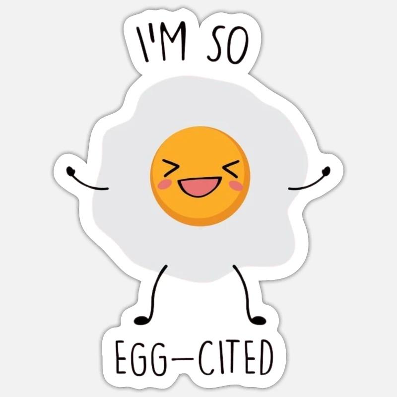 Egg cited design Sticker taille S (10 x 10 cm)