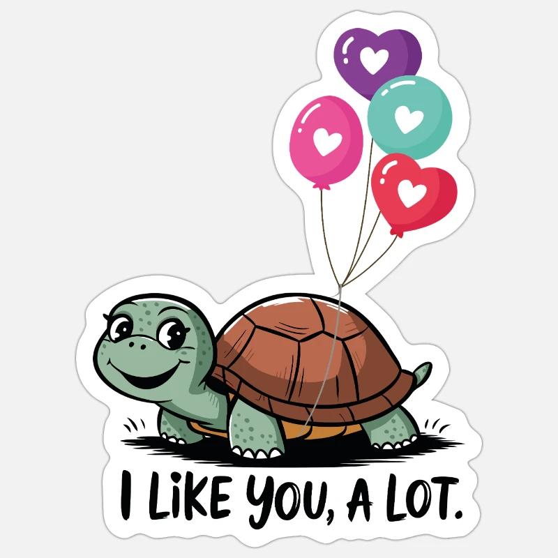 Valentine's Turtle T-Shirt Sticker size S (10 x 10 cm)