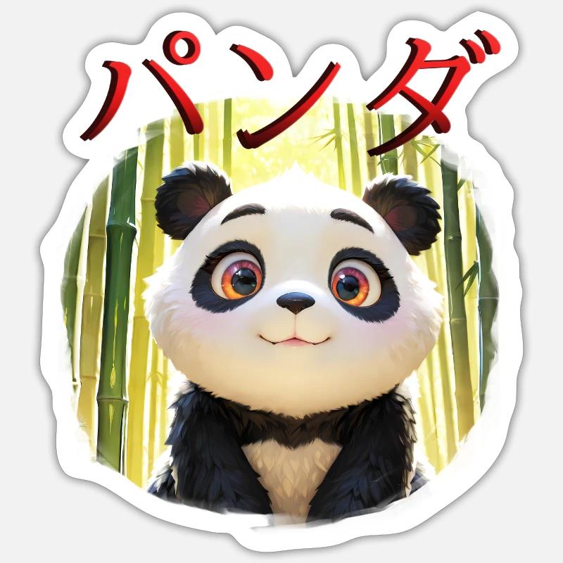Design Panda Mignon - Sticker taille S (10 x 10 cm) - blanc mat