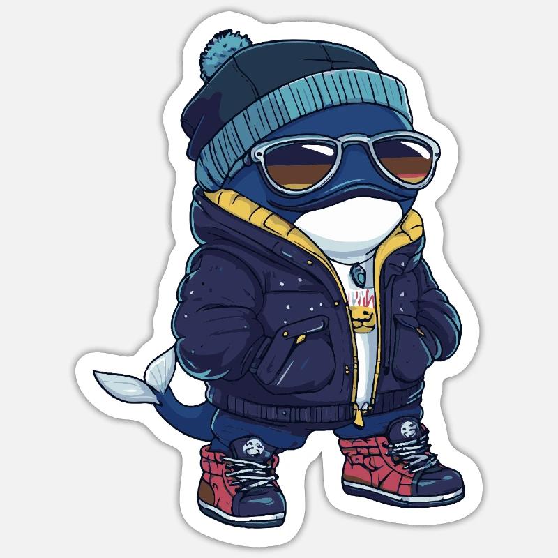 Whale Cool Comic - Sticker size S (10 x 10 cm) - white matte