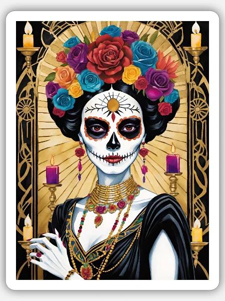 LA CATRINA - Sticker Größe S (10 x 10 cm) - Mattweiß