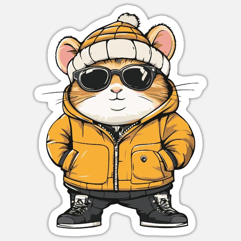 Hamster Cool Comic Sticker Größe S (10 x 10 cm)
