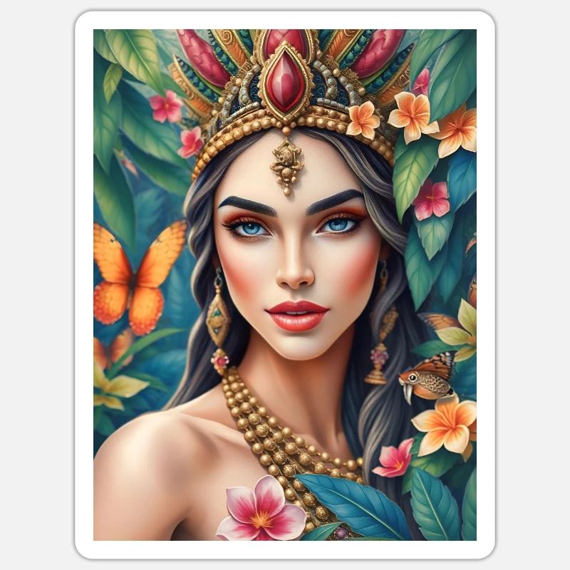 Déesse Maya - Sticker taille S (10 x 10 cm) - blanc mat