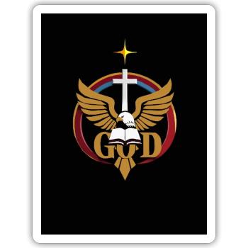 Emblème chrétien - Sticker taille S (10 x 10 cm) - blanc mat - Devant