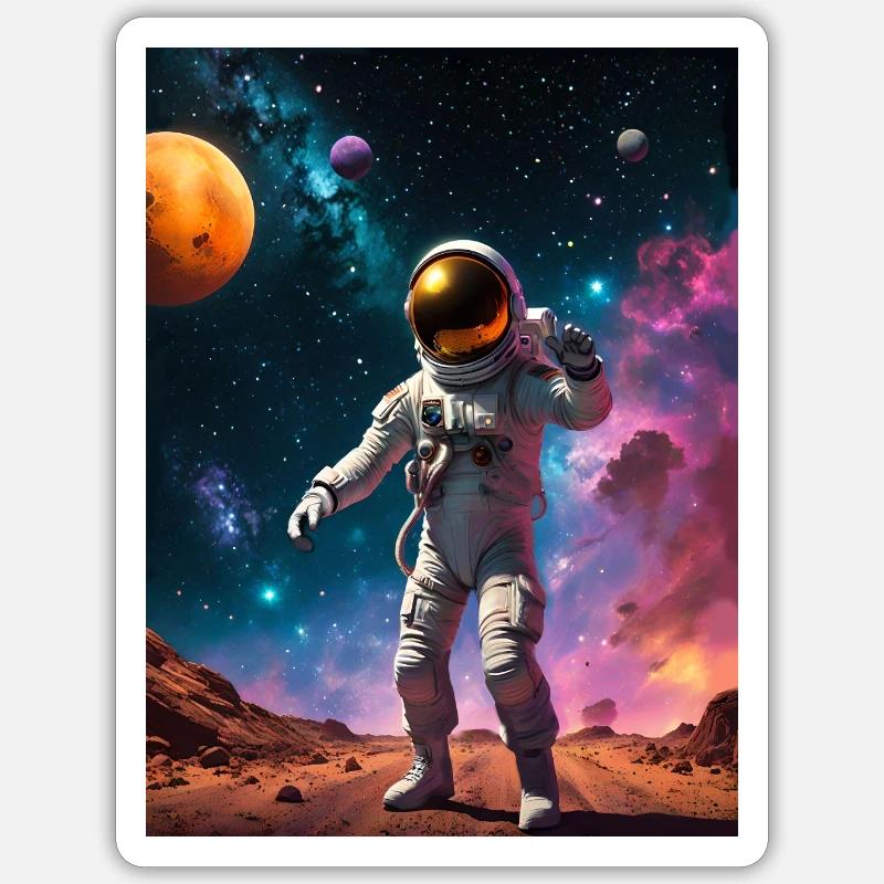 Astronaute - Sticker taille S (10 x 10 cm) - blanc mat