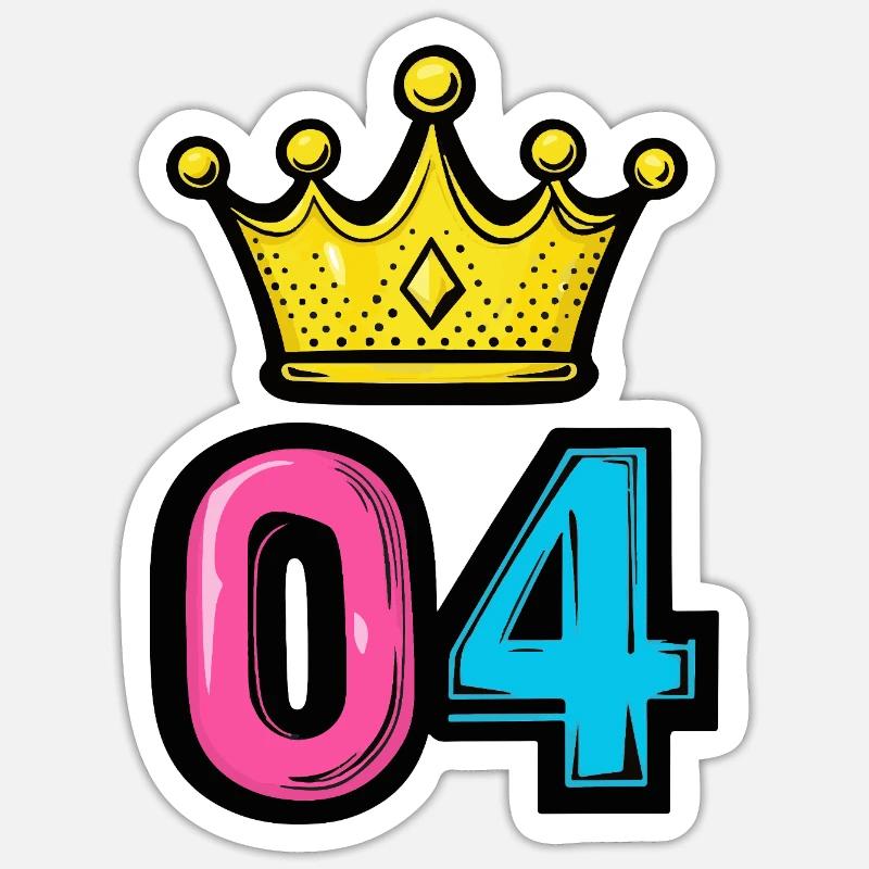 Couronne à 4 chiffres - Sticker taille S (10 x 10 cm) - blanc mat