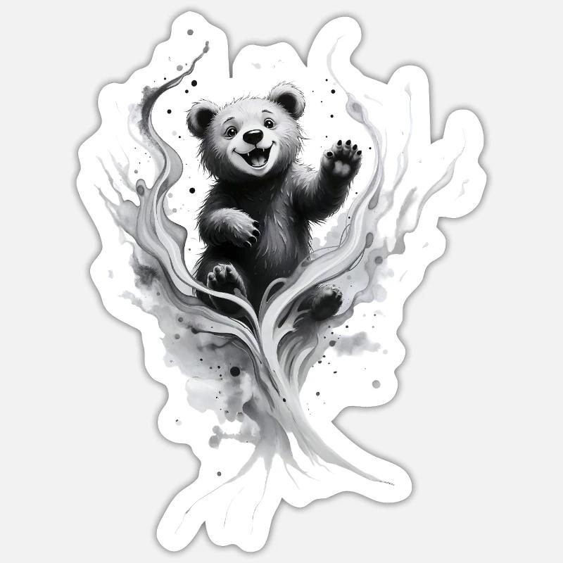 Bébé ours - Sticker taille S (10 x 10 cm) - blanc mat