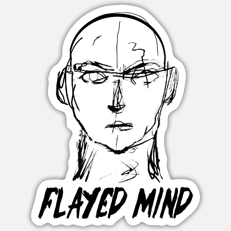 Flayed Mind schwarz - Sticker Größe S (10 x 10 cm) - Mattweiß