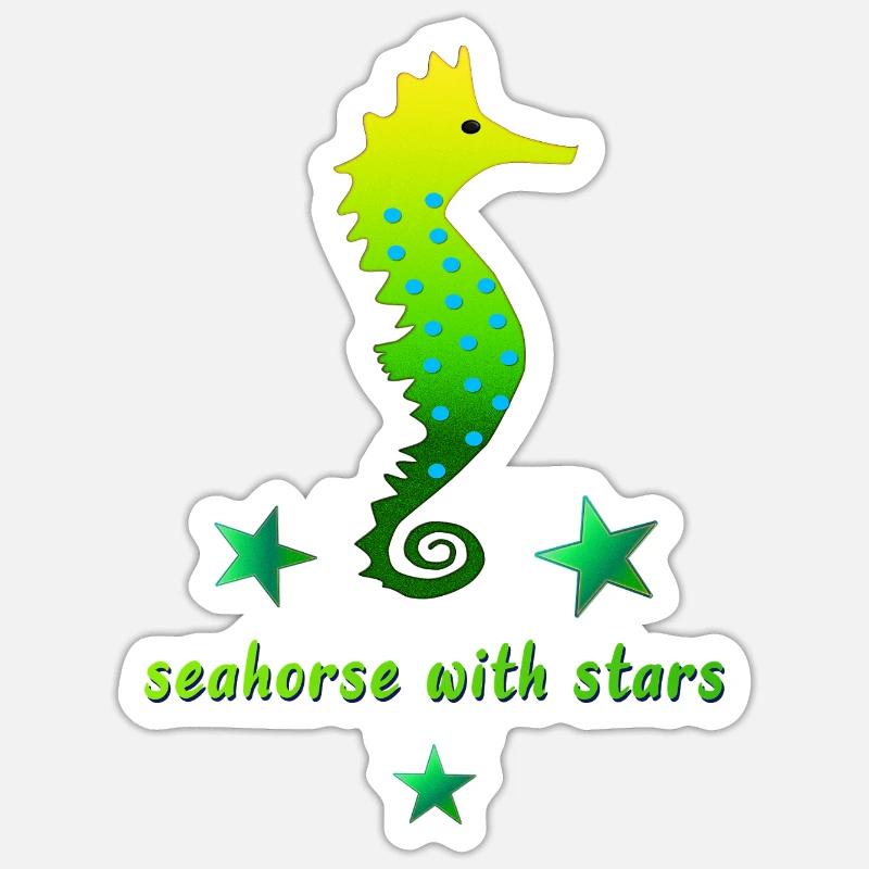 Hippocampe vert avec astérisque Sticker taille S (10 x 10 cm)
